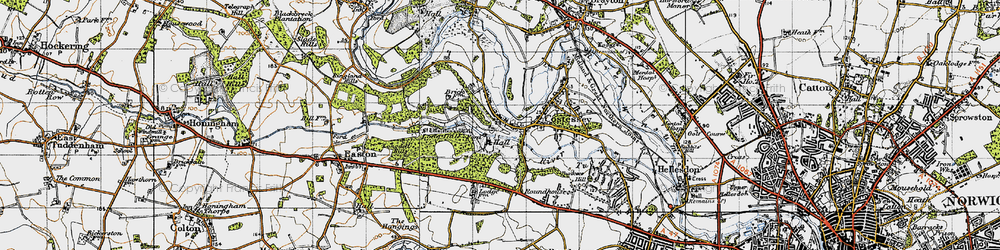 Old map of Costessey Park in 1945
