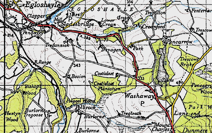 Old map of Costislost in 1946