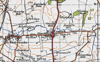 Old map of Costock in 1946
