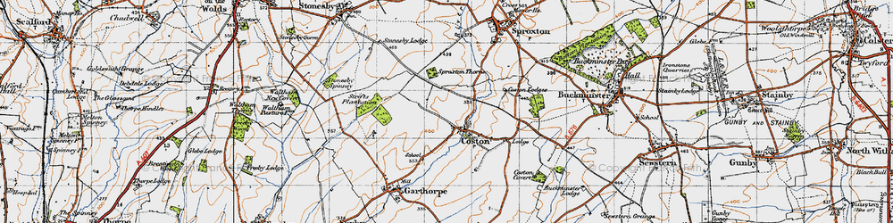 Old map of Coston in 1946