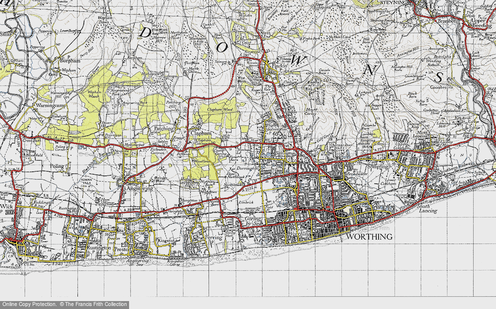 Old Map of Historic Map covering Castle Goring in 1940