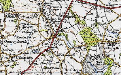 Old map of Cotebrook in 1947