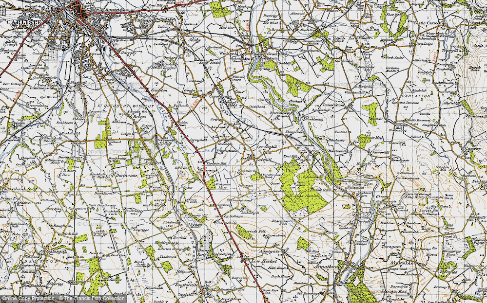 Old Map of Historic Map covering Wragmire Moss in 1947