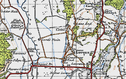 Old map of Levens Moss in 1947