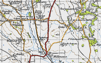 Old map of Cotes Heath in 1946