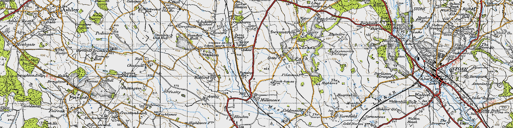 Old map of Cotes Heath in 1946