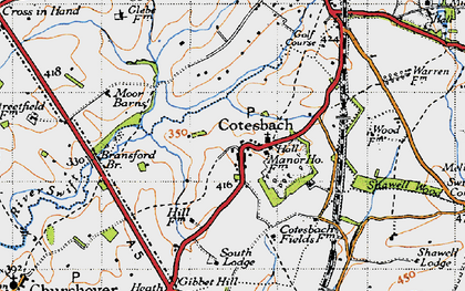 Old map of Cotesbach in 1946