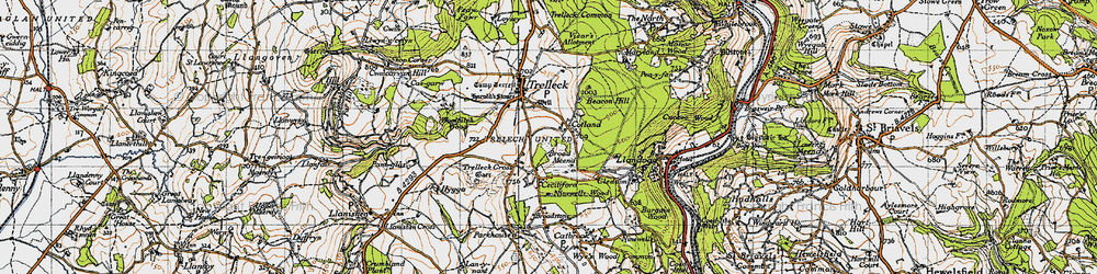 Old map of Trelleck Cross in 1946