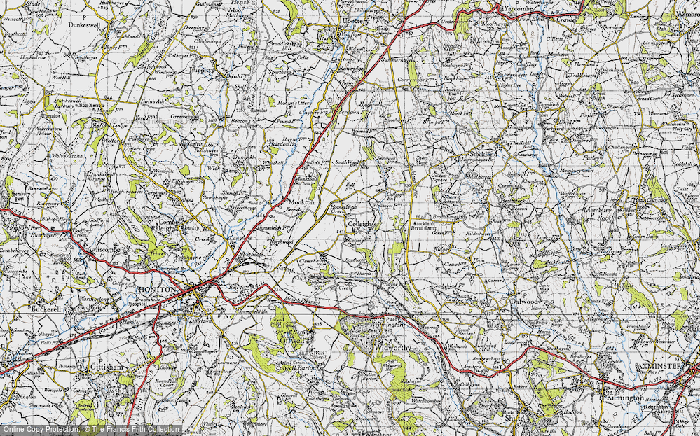 Old Map of Historic Map covering Cotleigh Br in 1946