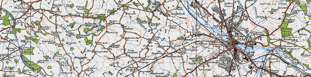 Old map of Coton Clanford in 1946