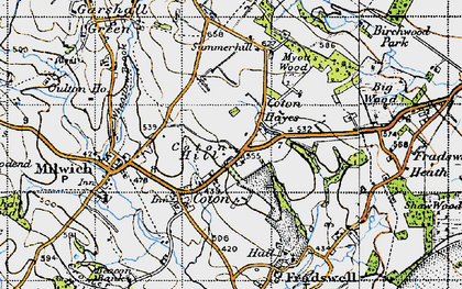 Old map of Coton Hill in 1946