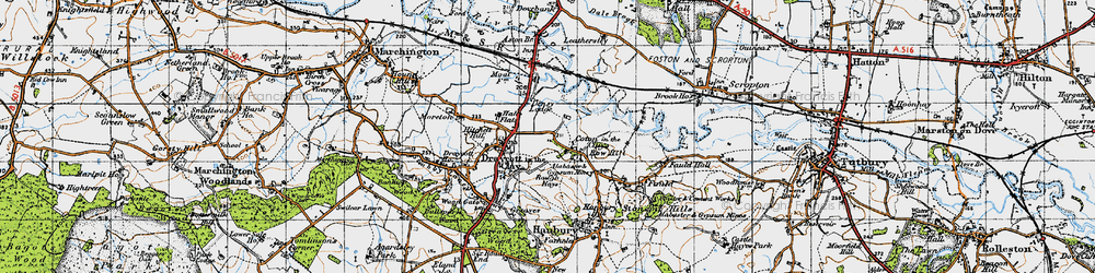 Old map of Coton in the Clay in 1946
