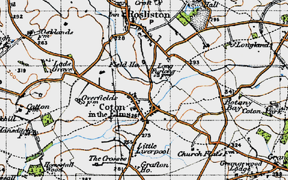 Old map of Coton in the Elms in 1946