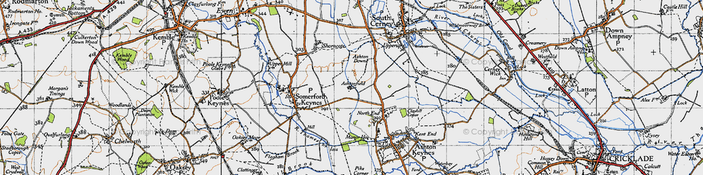 Old map of Cotswold Community in 1947