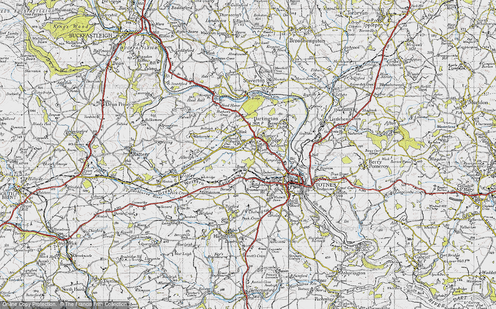 Old Map of Historic Map covering Yarner Beacon in 1946