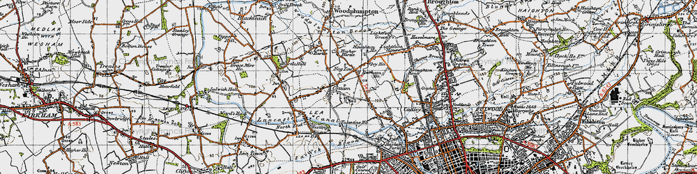 Old map of Cottam in 1947