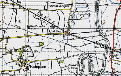 Old map of Cottam in 1947