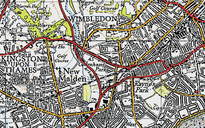 Old map of Cottenham Park in 1945