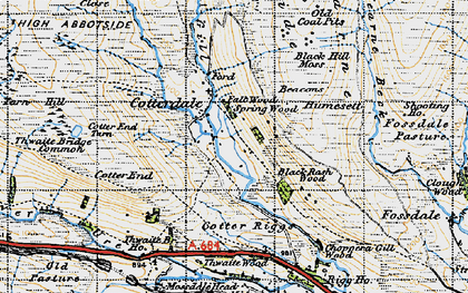 Old map of Black Hill Moss in 1947