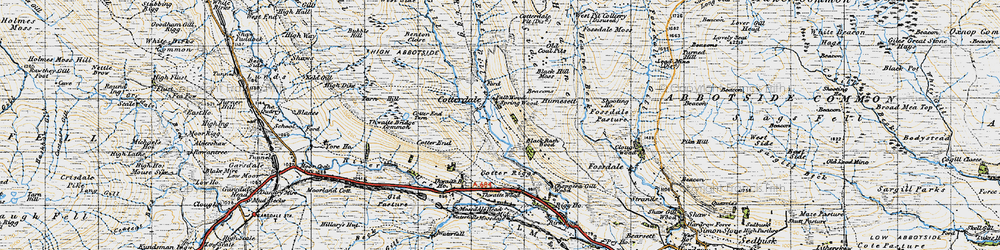 Old map of Broadmea Crag in 1947