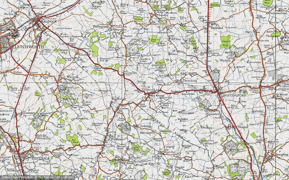 Old Map of Cottered, 1946 in 1946