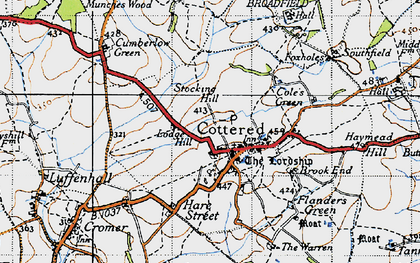 Old map of Cottered in 1946