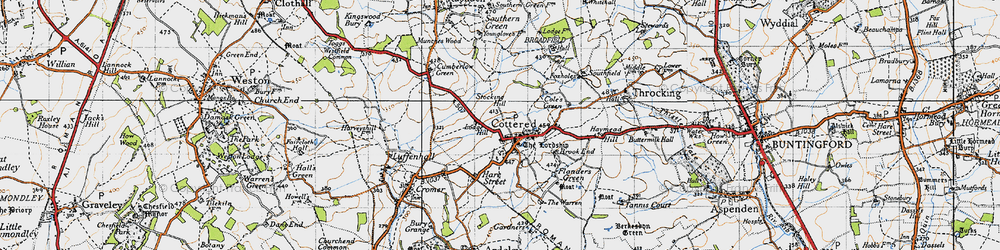Old map of Cottered in 1946
