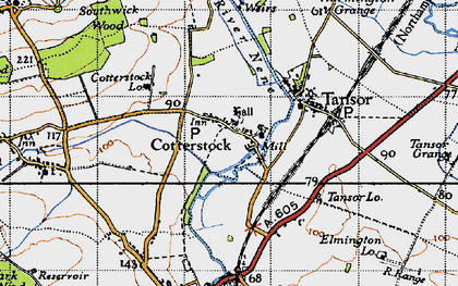 Old map of Cotterstock in 1946