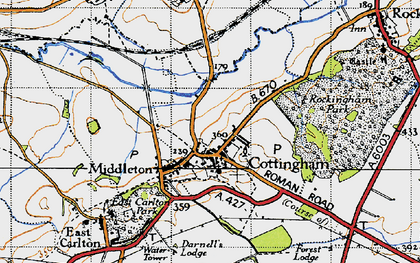 Old map of Cottingham in 1946