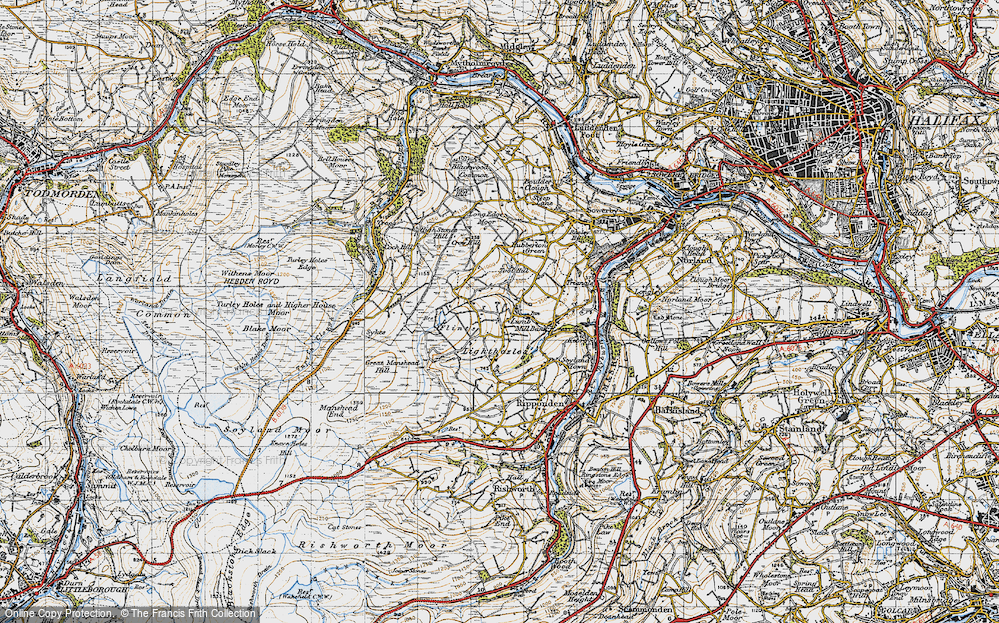 Old Map of Historic Map covering Baitings Pasture in 1947