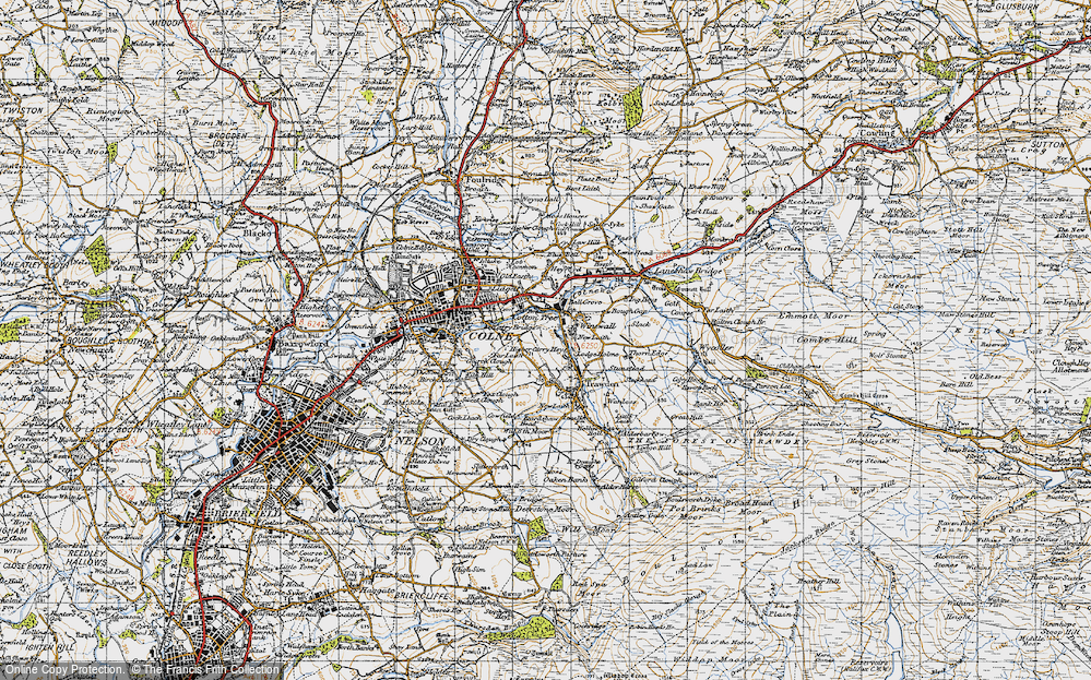 Old Map of Historic Map covering Blue Bell in 1947