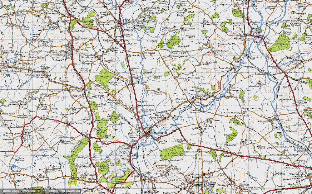 Old Map of Historic Map covering Kinwarton in 1947