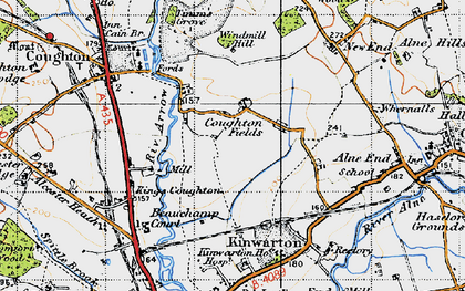 Old map of Coughton Fields in 1947