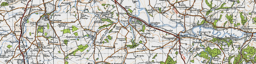 Old map of Cound in 1947