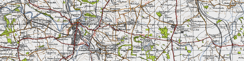 Old map of Coundon in 1947