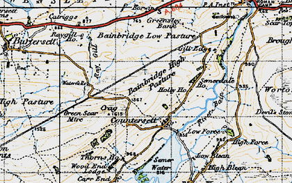 Old map of Bainbridge High Pasture in 1947