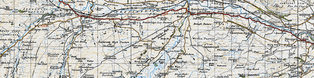 Old map of Bainbridge Low Pasture in 1947