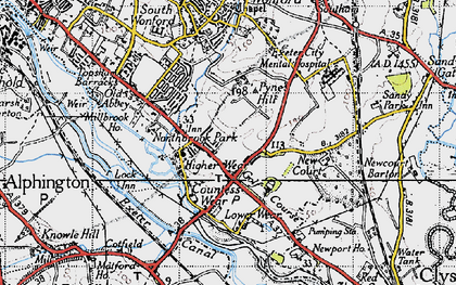 Old map of Countess Wear in 1946