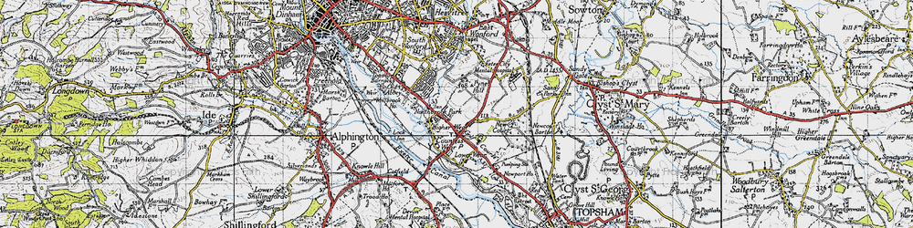Old map of Countess Wear in 1946