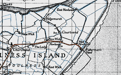 Old map of Courtsend in 1945