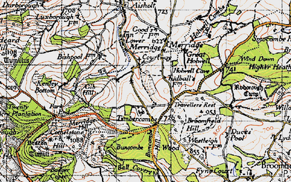 Old map of Timbercombe in 1946