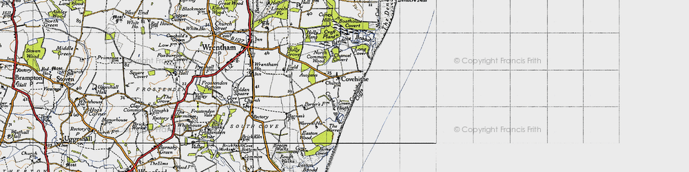 Old map of Benacre Broad in 1946