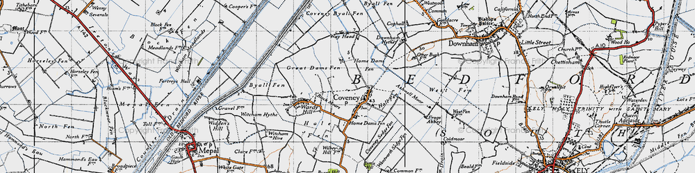 Old map of Ashwell Moor in 1946