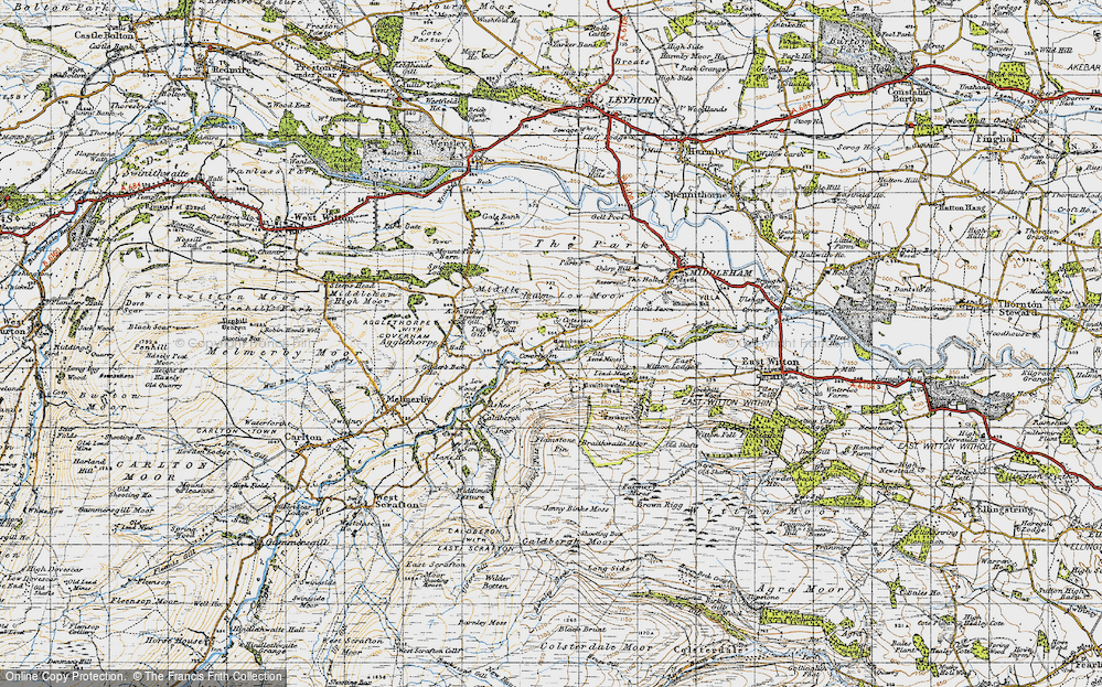 Old Map of Historic Map covering Braithwaite Moor in 1947