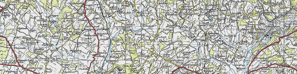 Old map of Cowbeech in 1940