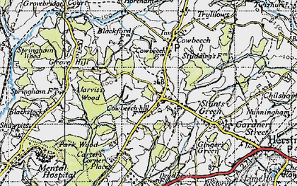 Old map of Cowbeech Hill in 1940