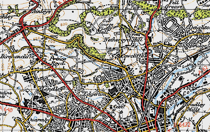 Old map of Cowcliffe in 1947