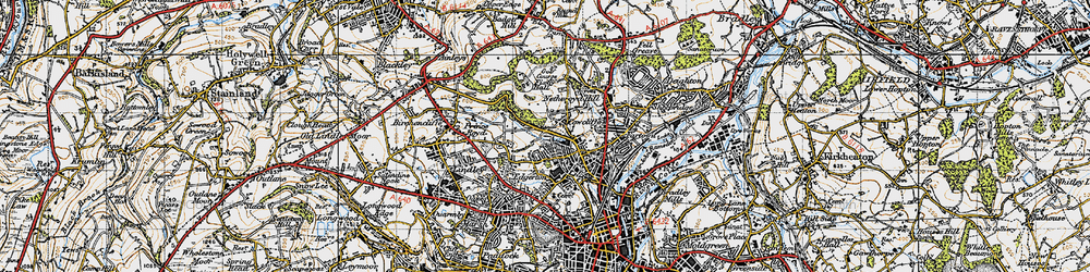 Old map of Cowcliffe in 1947
