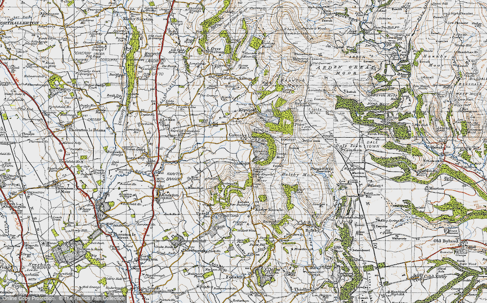 Old Map of Historic Map covering Boltby Forest in 1947