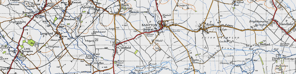 Old map of Cowleaze Corner in 1947
